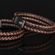 Braided Leather Bracelet with Gunmetal Clasp & Engraved Charm