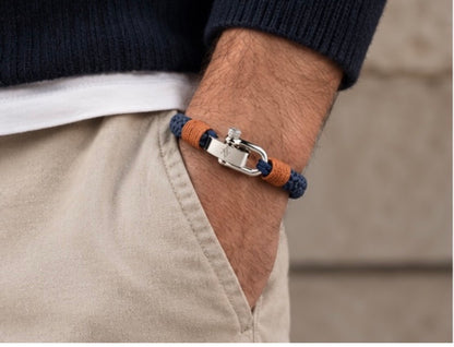 Braided Leather Bracelet with Gunmetal Clasp & Engraved Charm