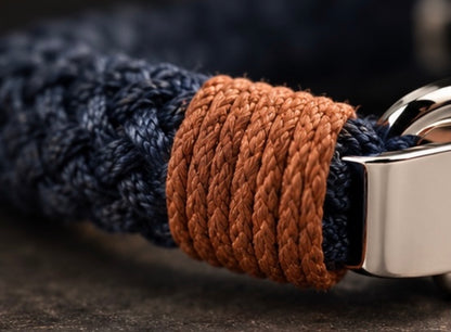 Braided Leather Bracelet with Gunmetal Clasp & Engraved Charm
