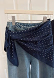 NAVY BLUE POLKA DOT SCARF