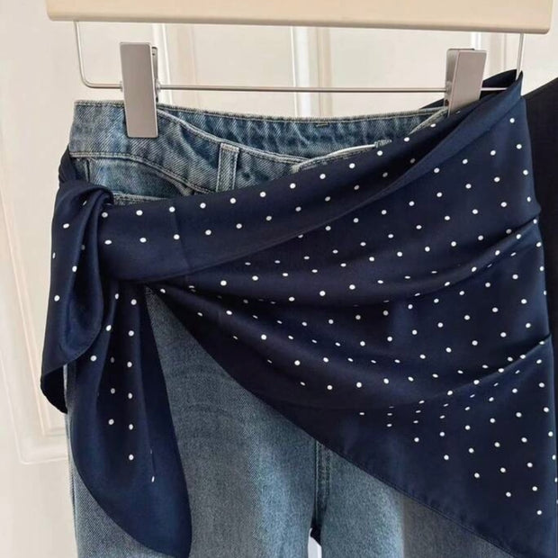 NAVY BLUE POLKA DOT SCARF